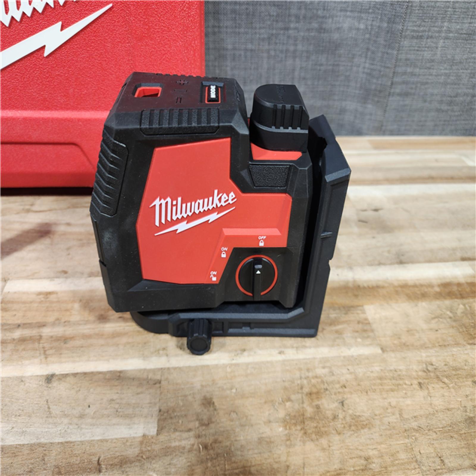 HOUSTON LOCATION - AS-IS Milwaukee Green 100 ft. Cross Line and Plumb Points Rechargeable Laser Level with REDLITHIUM Lithium-Ion
