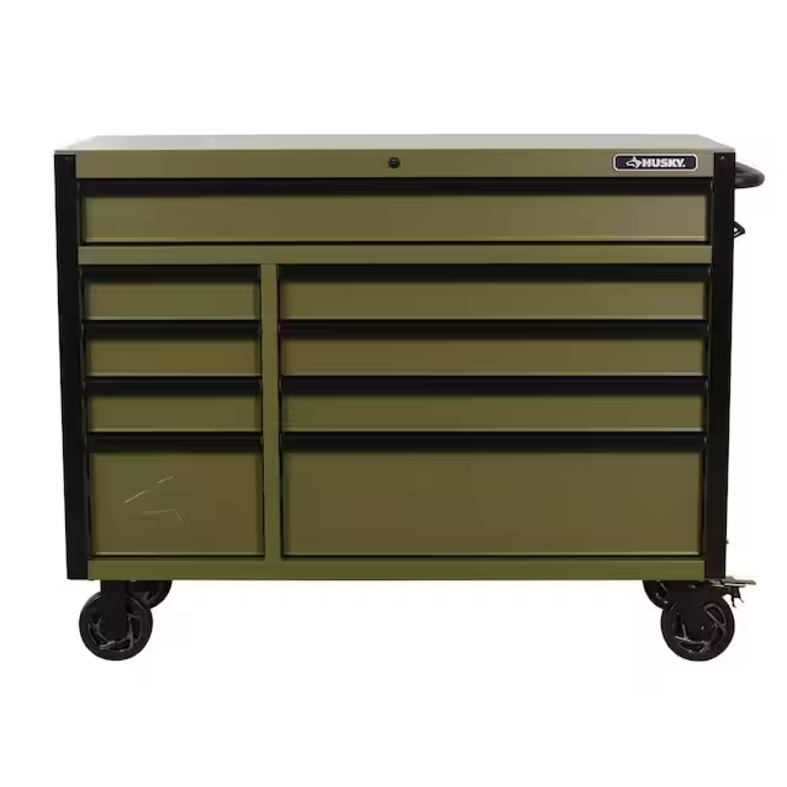 DALLAS LOCATION- HUSKY Heavy Duty 52 in. W 9-Drawer Matte Army Green Rolling Tool Cabinet