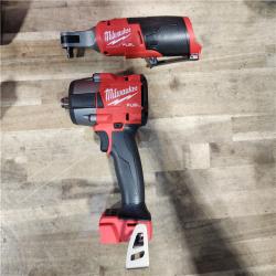 HOUSTON LOCATION - AS-IS M18 FUEL 18V Cordless Mid Torque 1/2 in. Impact Wrench W/ M12 FUEL 3/8 in. Ratchet & Battery/Charger Combo Kit