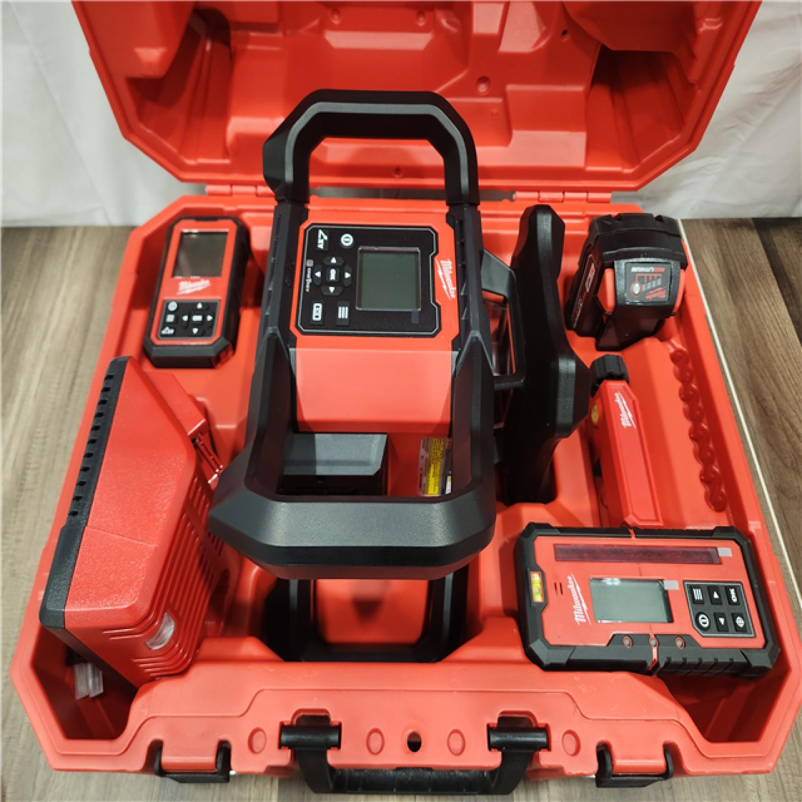 AS-IS- M18 4000 Ft. Red Exterior Dual Slope Rotary Laser Level Kit with Receiver and Remote