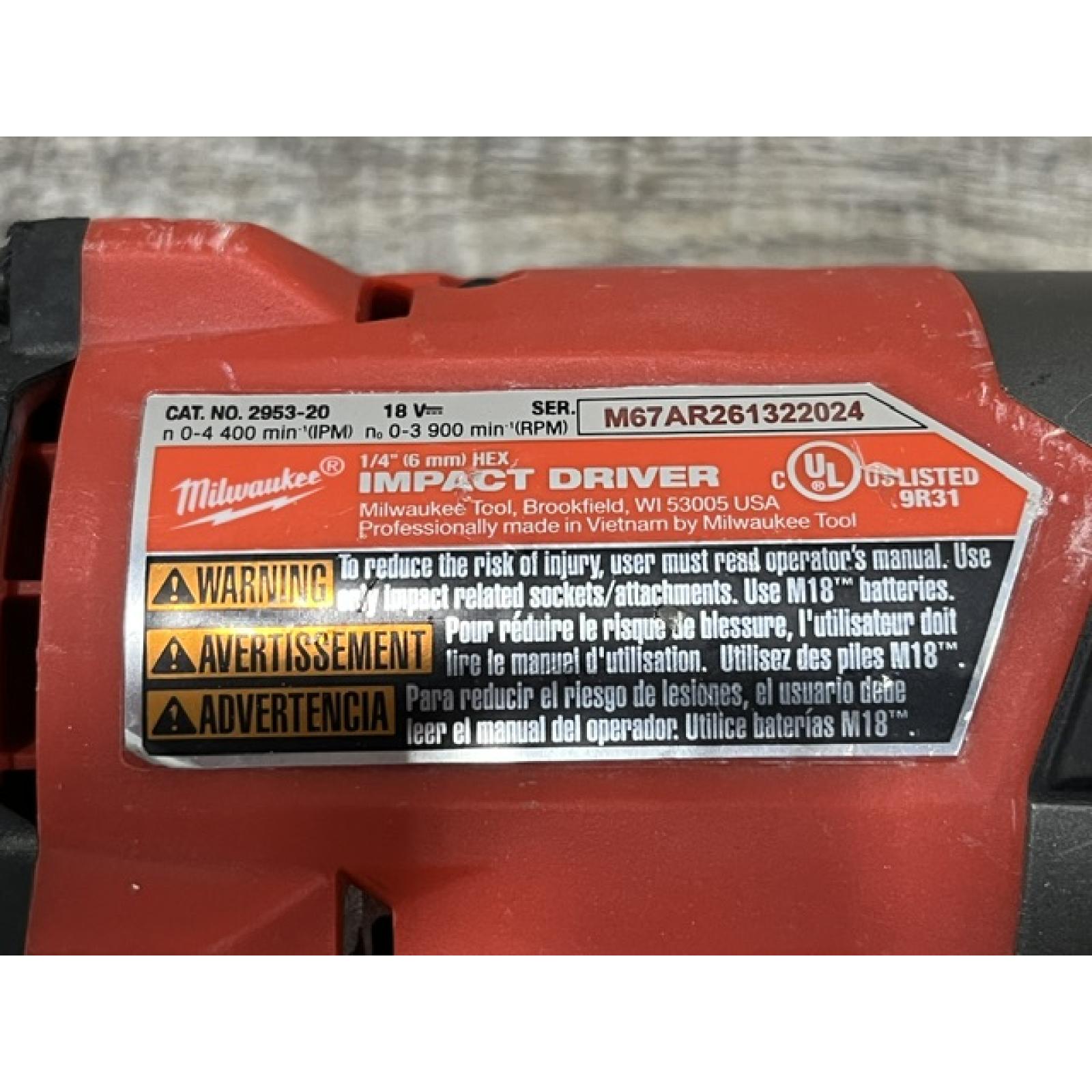 AS-IS Milwaukee FUEL 18V Lithium-Ion Brushless Cordless 1/4 in. Hex Impact Driver (Tool-Only)