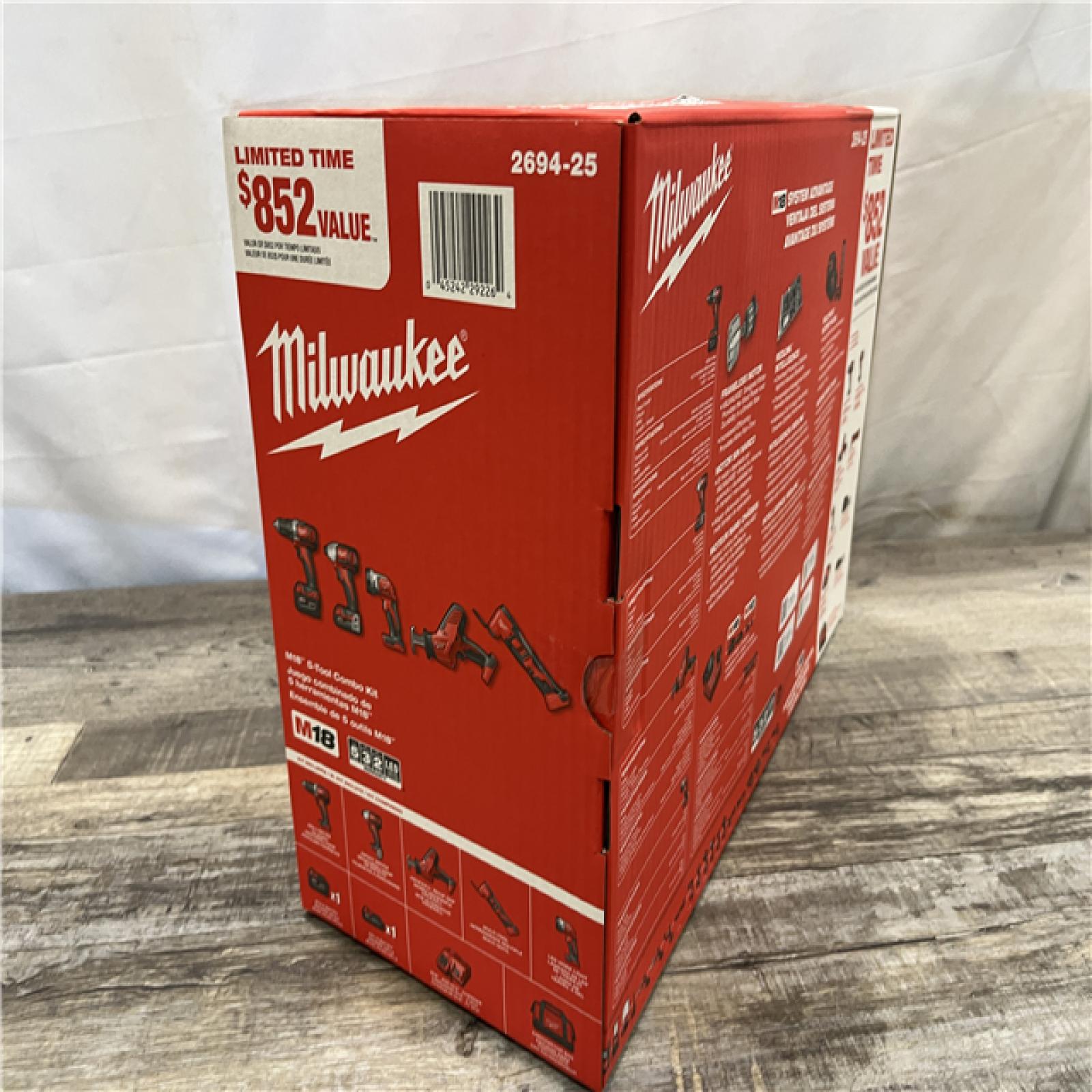 NEW - Milwaukee 18V Lithium-Ion Cordless (5-Tool) Combo Kit