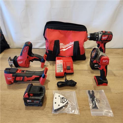 AS-IS- M18 18V Lithium-Ion Cordless Combo Kit (5-Tool) with (2) Batteries  Charger and Tool Bag