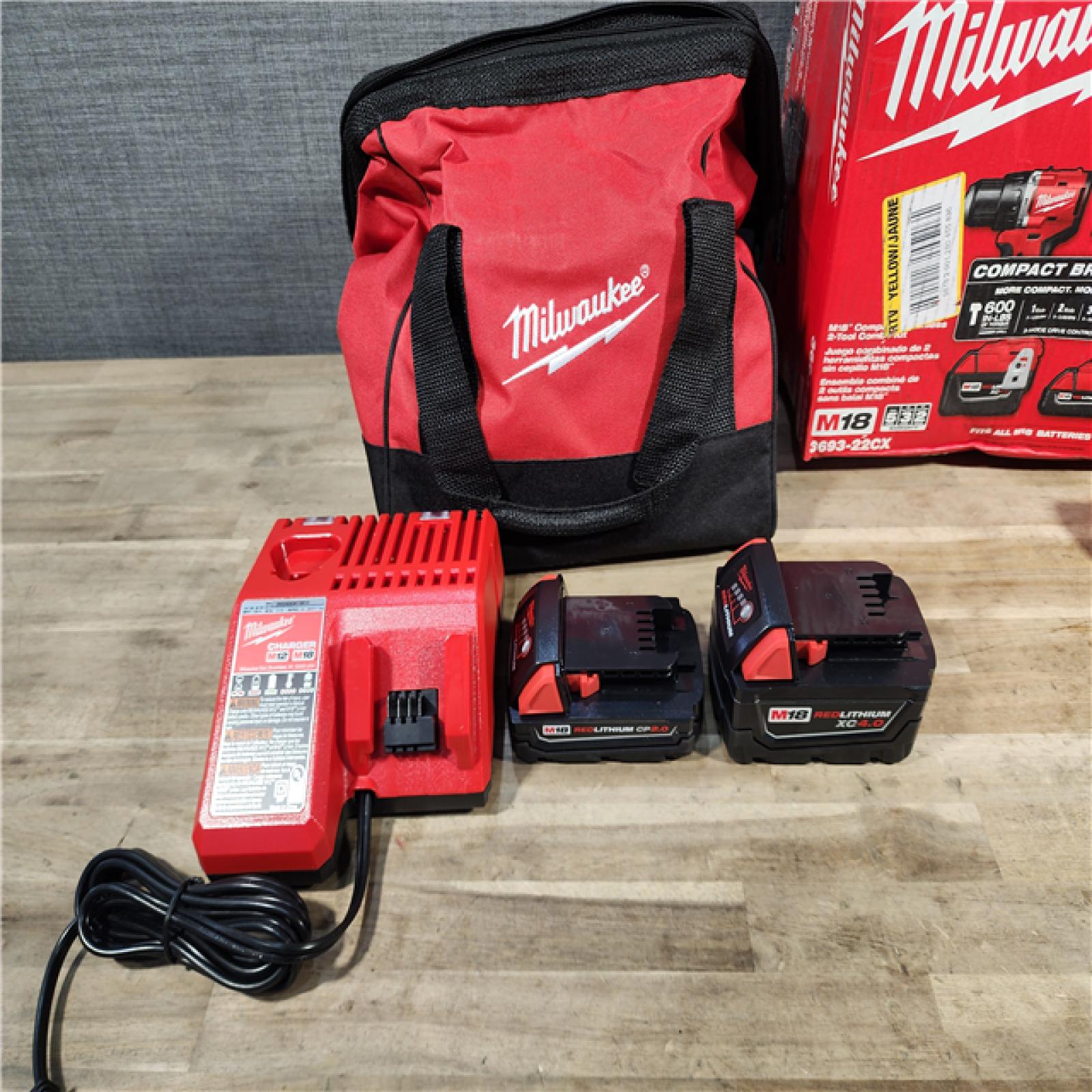 HOUSTON LOCATION - AS-IS M18 18-Volt Lithium-Ion Brushless Cordless Compact Hammer Drill/Impact Combo Kit (2-Tool) with (2) Batteries, Bag