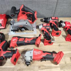 HOUSTON LOCATION - AS-IS MILWAUKEE 7 TOOL COMBO KIT W/ (2) BATTERY & CHARGER
