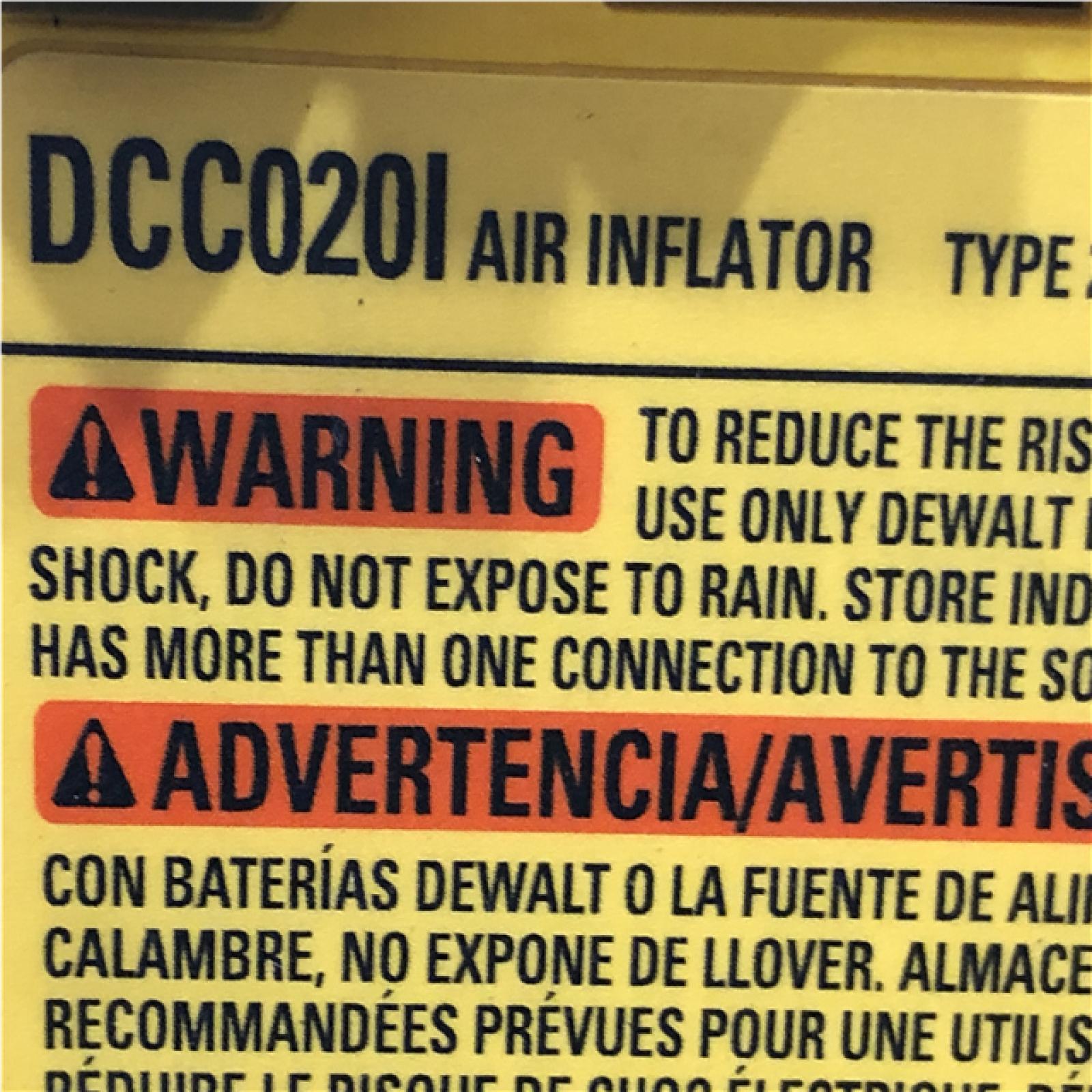 AS-IS DEWALT 20V MAX Cordless Electric Portable Inflator (Tool Only)