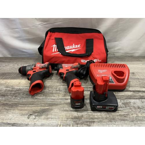 AS-IS Milwaukee FUEL 12-Volt Lithium-Ion Brushless Cordless Hammer Drill and Impact Driver Combo Kit