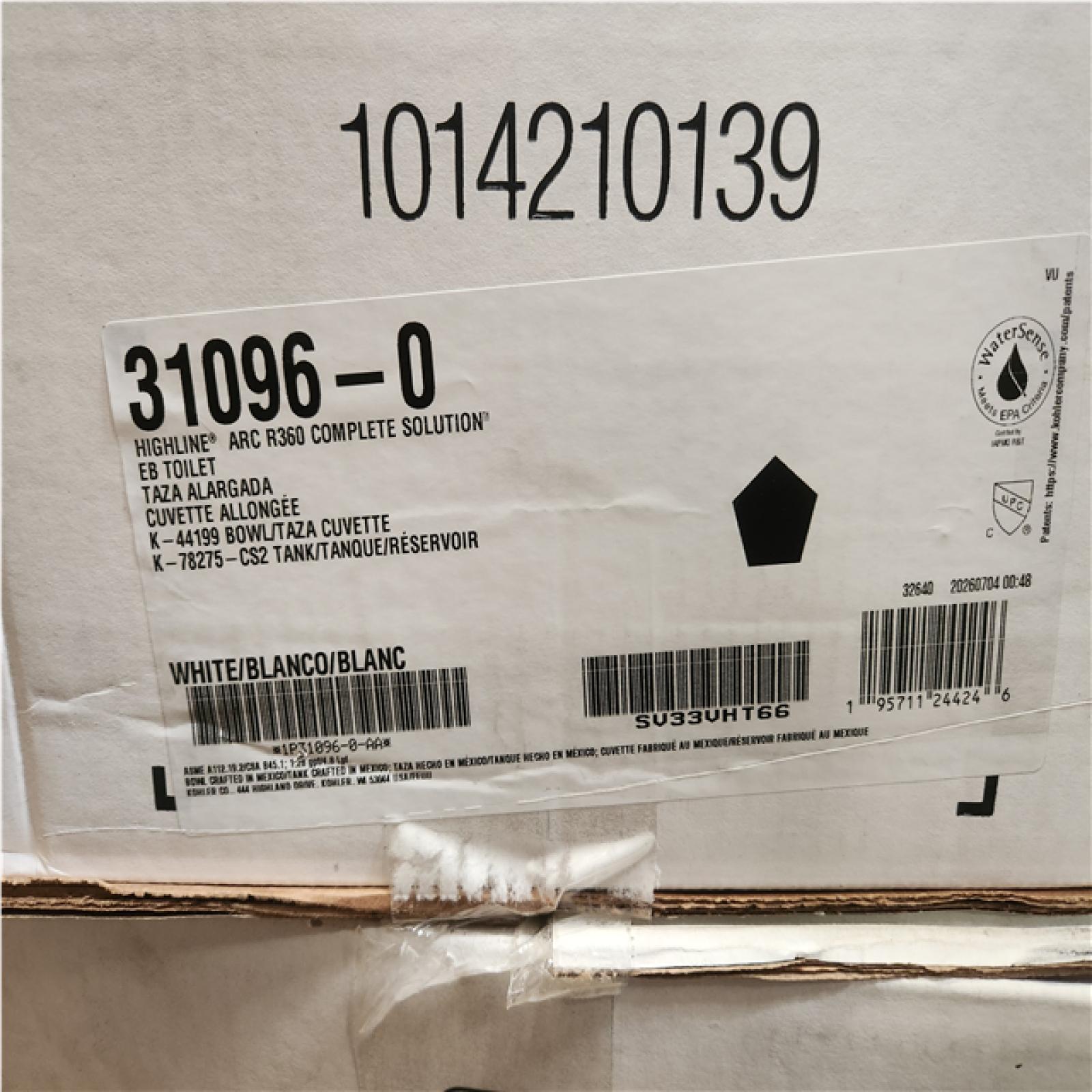 Phoenix NEW 6 KOHLER Highline Arc 2-Piece 1.28 GPF Single Flush Elongated Toilet in White (Seat Included) MUST INSPECT ON SITE