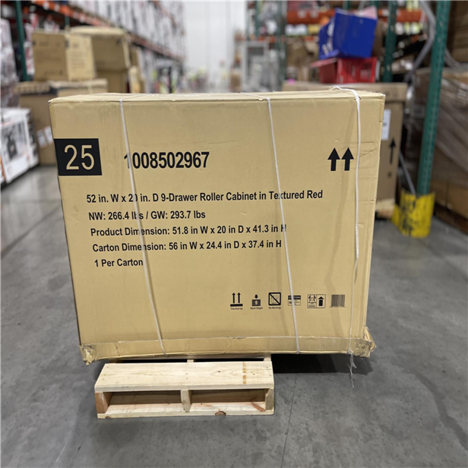 DALLAS LOCATION - Husky Heavy-Duty 52 in. W x 20 in. D 9-Drawer Rolling Tool Cabinet in Textured Red