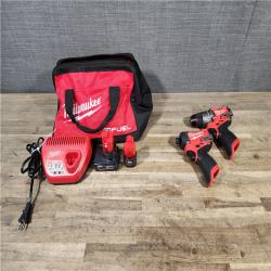 HOUSTON LOCATION - AS-IS Milwaukee FUEL 12-Volt Lithium-Ion Brushless Cordless Hammer Drill and Impact Driver Combo Kit