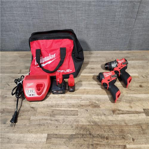 HOUSTON LOCATION - AS-IS Milwaukee FUEL 12-Volt Lithium-Ion Brushless Cordless Hammer Drill and Impact Driver Combo Kit