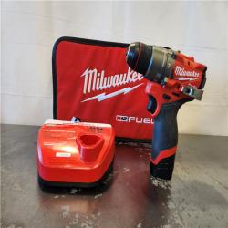 AS-IS- Milwaukee M12 FUEL 12-Volt Lithium-Ion Brushless Cordless 1/2 in. Hammer Drill Kit with 1 Compact 2.0Ah Battery Pack and 1 Charger