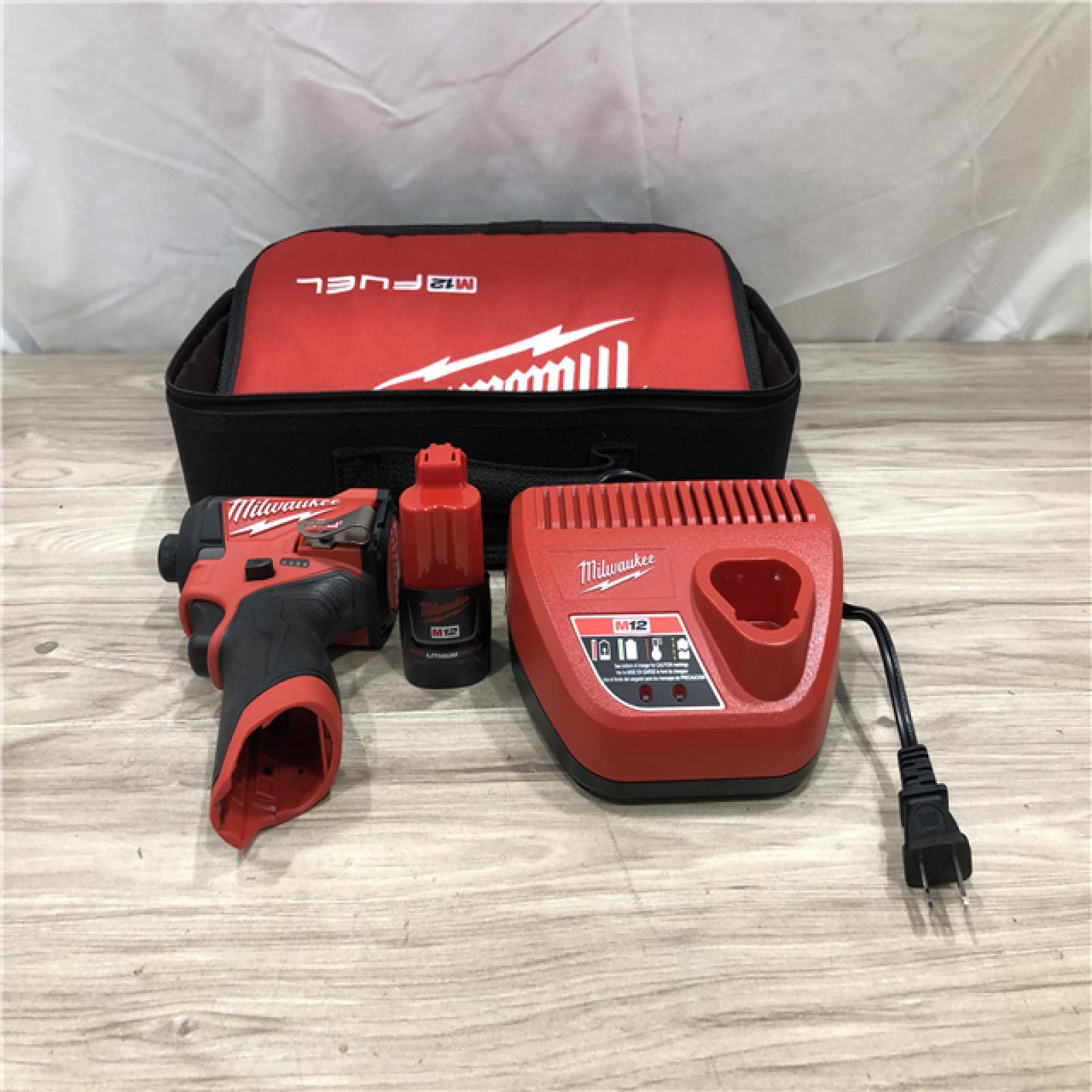 AS-IS Milwaukee M12 FUEL 12-Volt Lithium-Ion Cordless 1/4 in. Hex Impact Driver Compact Kit