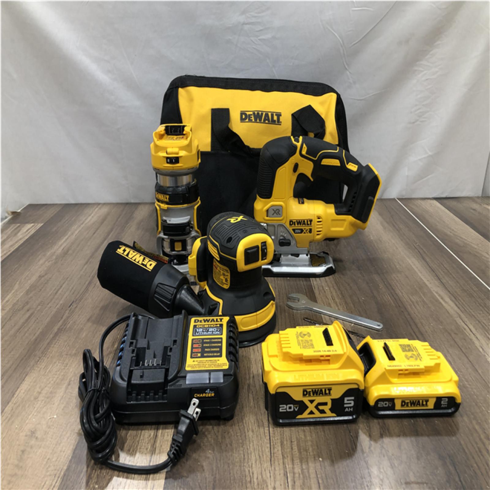 AS-IS DEWALT 20V MAX Lithium-Ion Cordless 3-Tool Combo Kit with 2.0 Ah Battery  5.0 Ah Battery  Charger and Bag