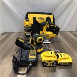 AS-IS DEWALT 20V MAX Lithium-Ion Cordless 3-Tool Combo Kit with 2.0 Ah Battery  5.0 Ah Battery  Charger and Bag