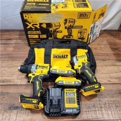 AS-IS DeWalt 20V MAX XR Cordless Drill/Driver, ATOMIC Impact Driver 2 Tool Combo Kit, (2) 2.0Ah Batteries, Charger, and Bag