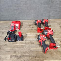 HOUSTON LOCATION - AS-IS MILWAUKEE 4 TOOL COMBO KIT W/ (2) BATTERY & CHARGER