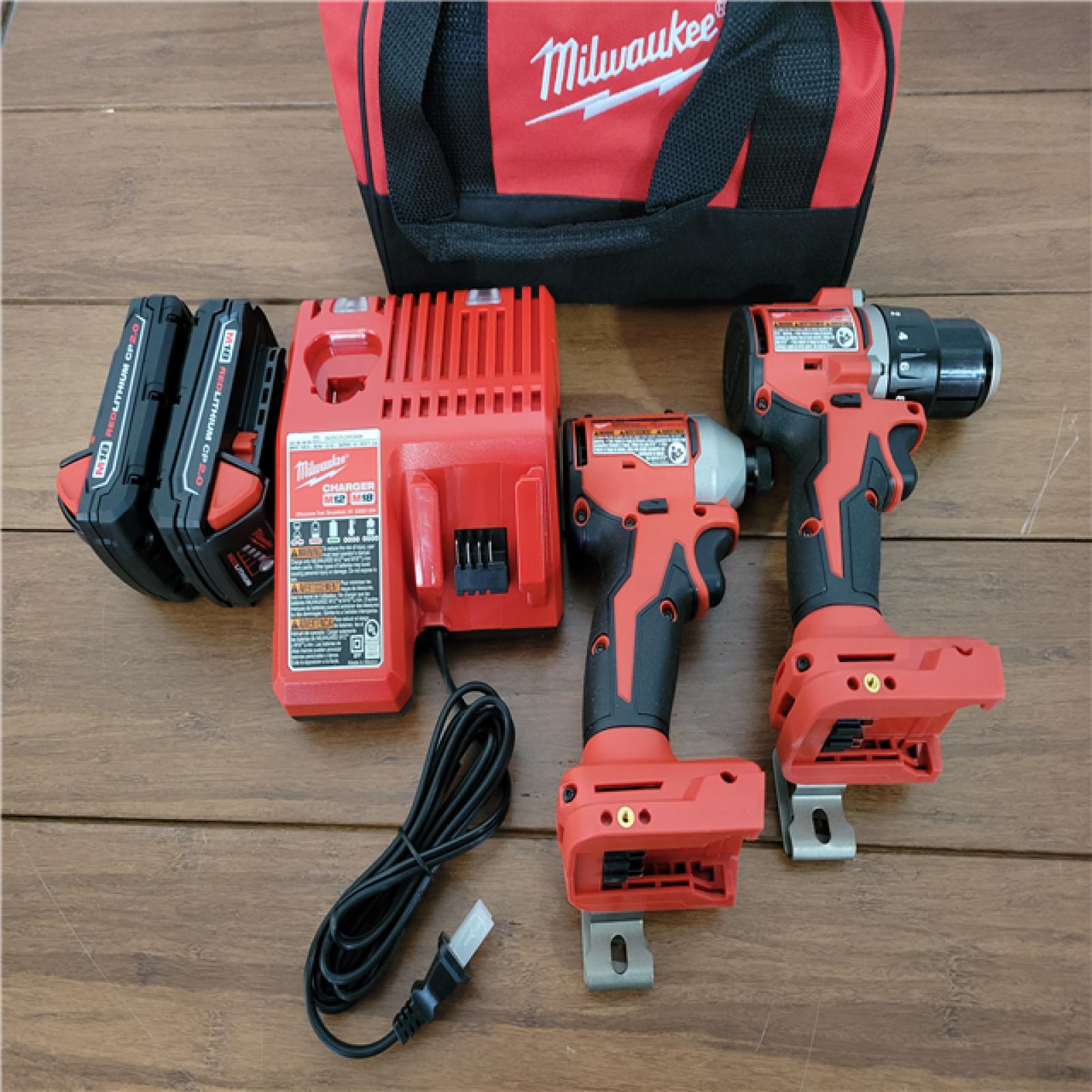California NEW Milwaukee M18 Compact Brushless 2-Tool Combo Kit  Includes (2) Batteries  Charger & Tool Bag