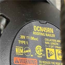 AS-IS DEWALT 20V MAX Lithium-Ion 15-Degree Electric Cordless Roofing Nailer Kit
