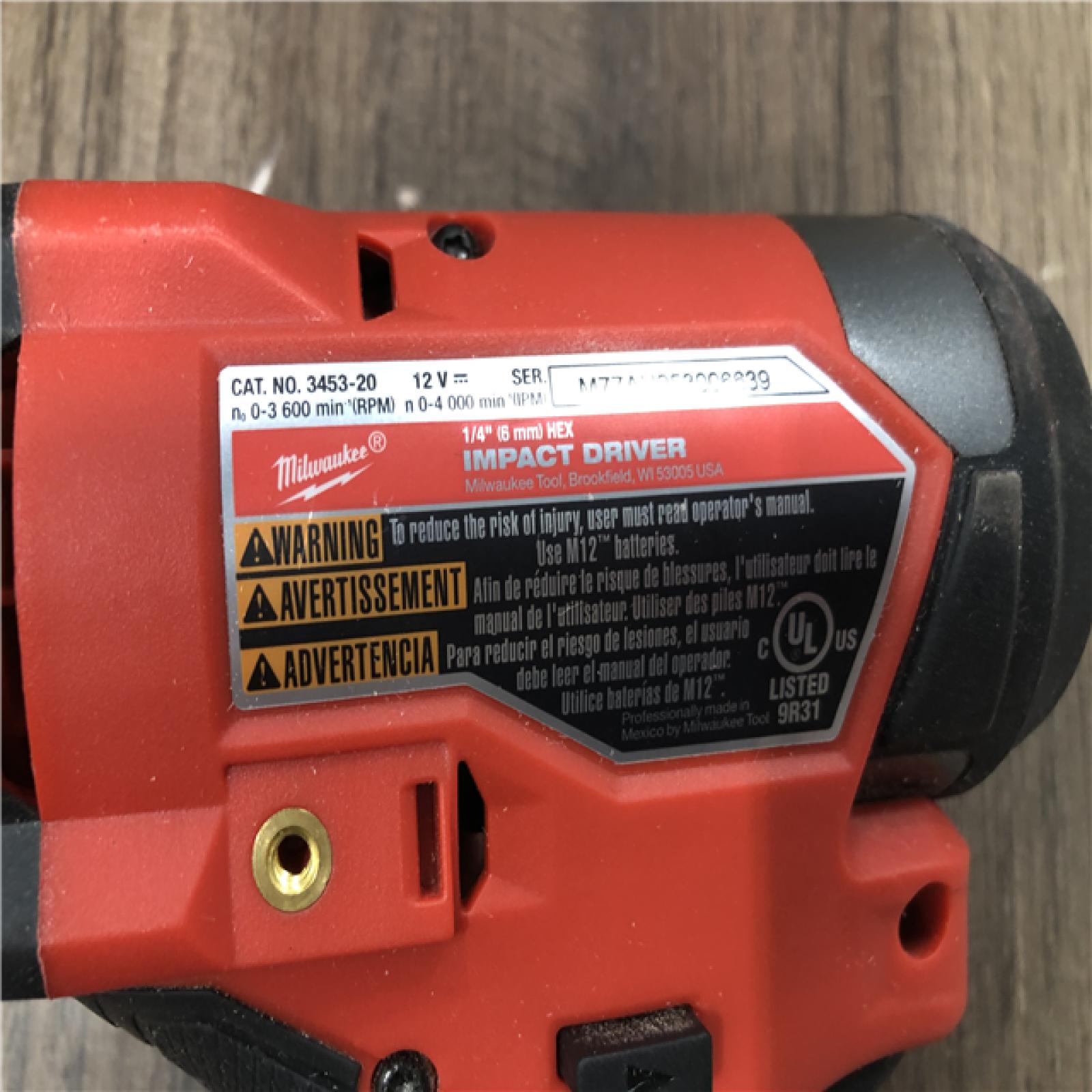 AS-IS Milwaukee  FUEL 12V Lithium-Ion Brushless Cordless 1/4 in. Hex Impact Driver (Tool-Only)