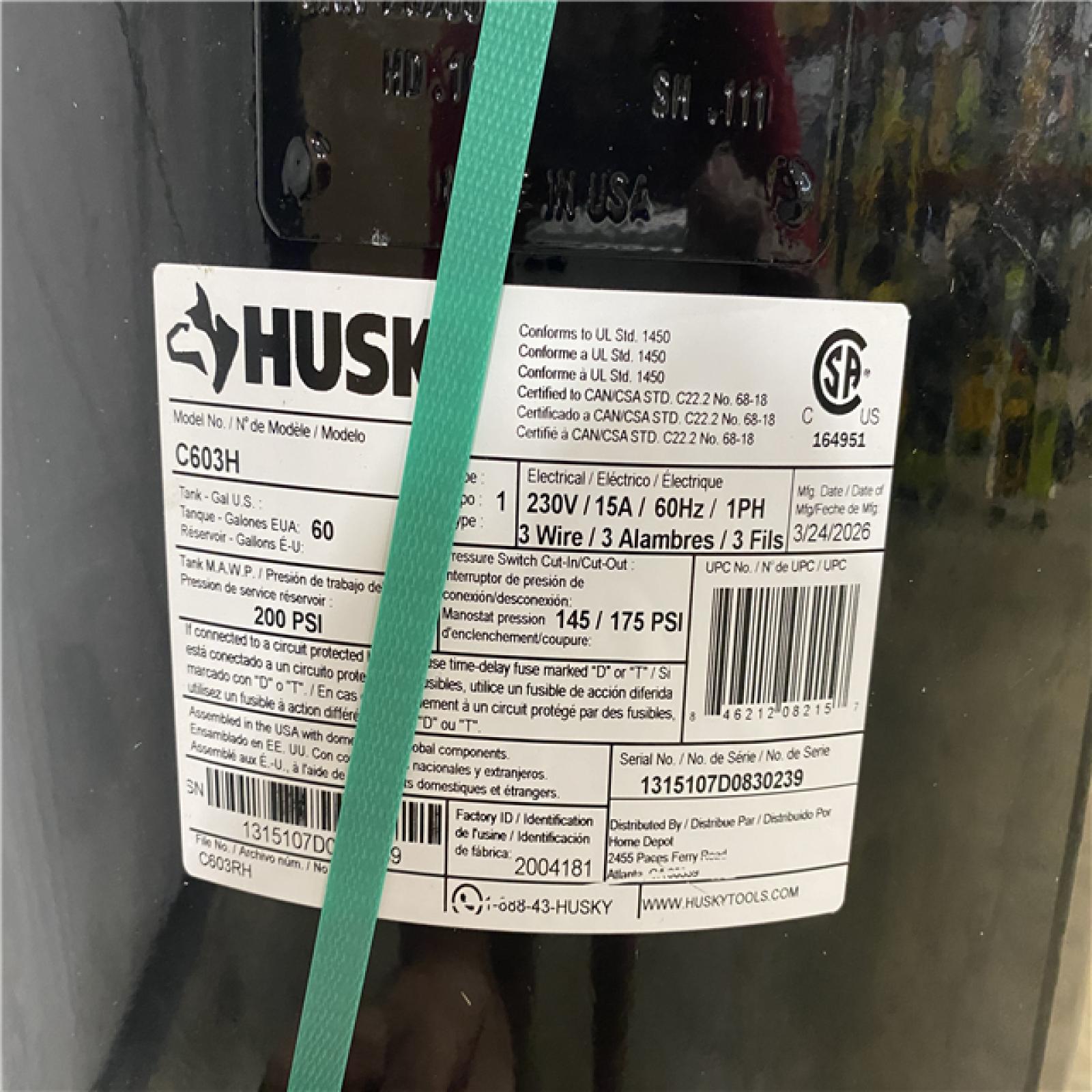 HUSKY AIR COMPRESSOR HIGH PERFORMANCE 175 PSI