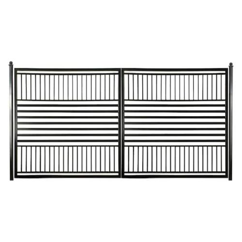 Phoenix NEW ALEKO 12 ft. x 6 ft. Barcelona Black Metal Steel Dual Swinging Driveway Fence Gate