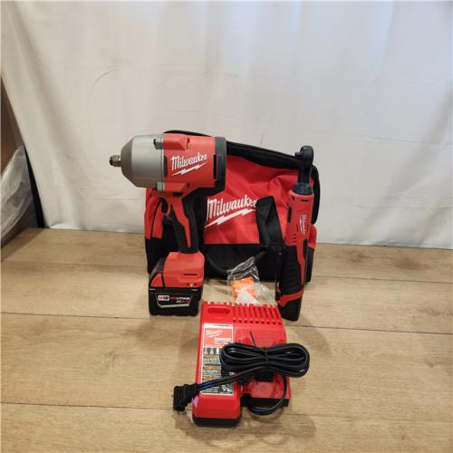 AS-IS- Milwaukee 12/18V Lithium-Ion Cordless 3/8 in. Ratchet and 1/2 in. High Torque Impact Wrench with Friction Ring Combo Kit