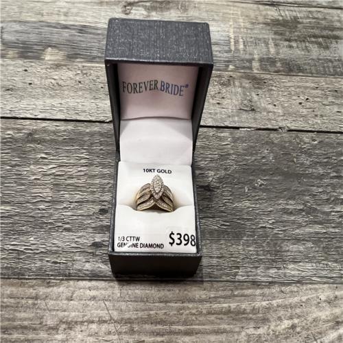AS-IS Forever Bride Bridal Set Ring with 0.33 Carat T.W. Diamond in 10K Yellow Gold For Women