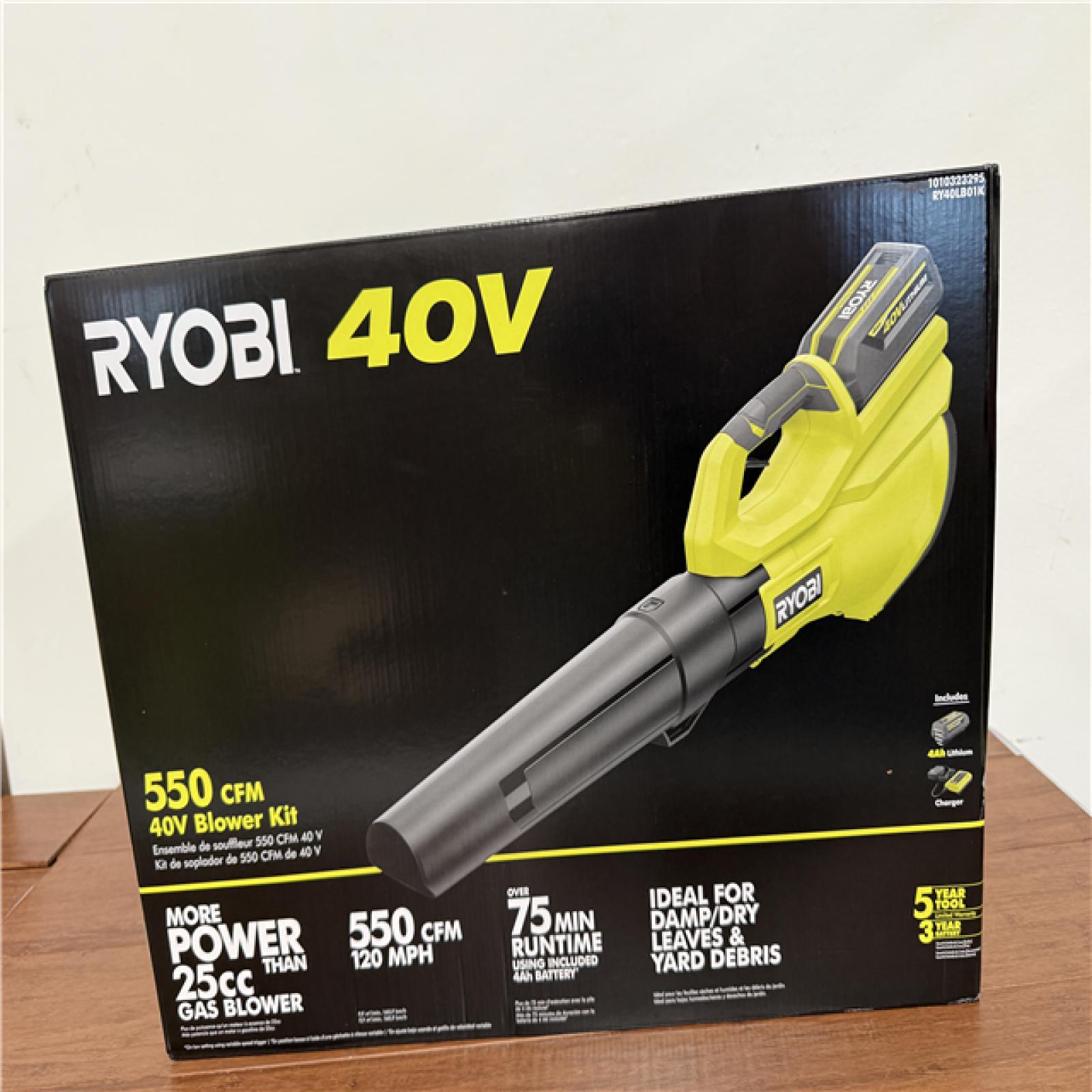California NEW Sealed Ryobi 40V 550 CFM Blower Kit, Includes (1) Battery & Charger