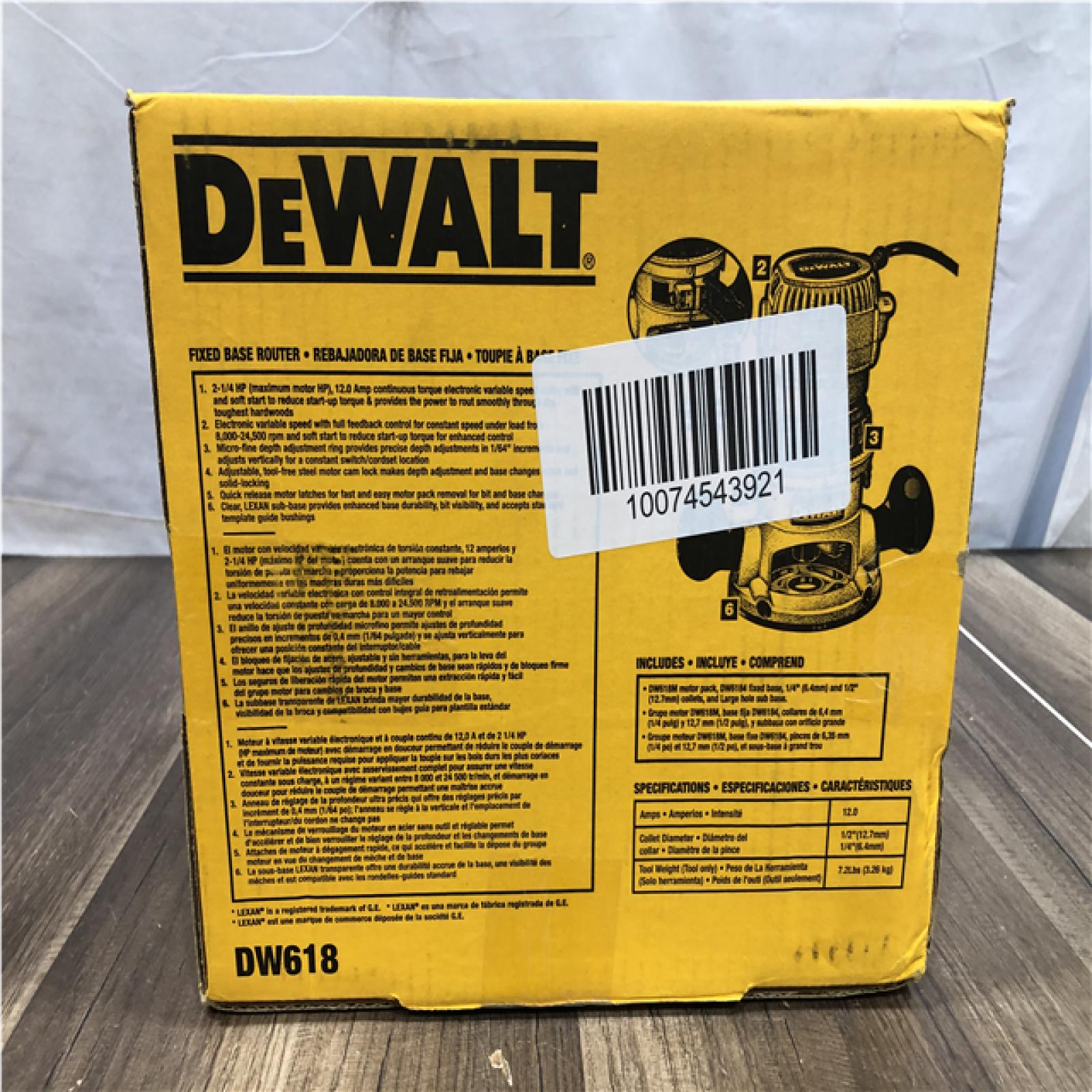 NEW- DEWALT 12 Amp Corded 2-1/4 Horsepower Electronic Variable Speed Fixed Base Router with Soft Start