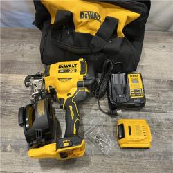 AS-IS DEWALT 20V MAX Lithium-Ion 15-Degree Electric Cordless Roofing Nailer Kit