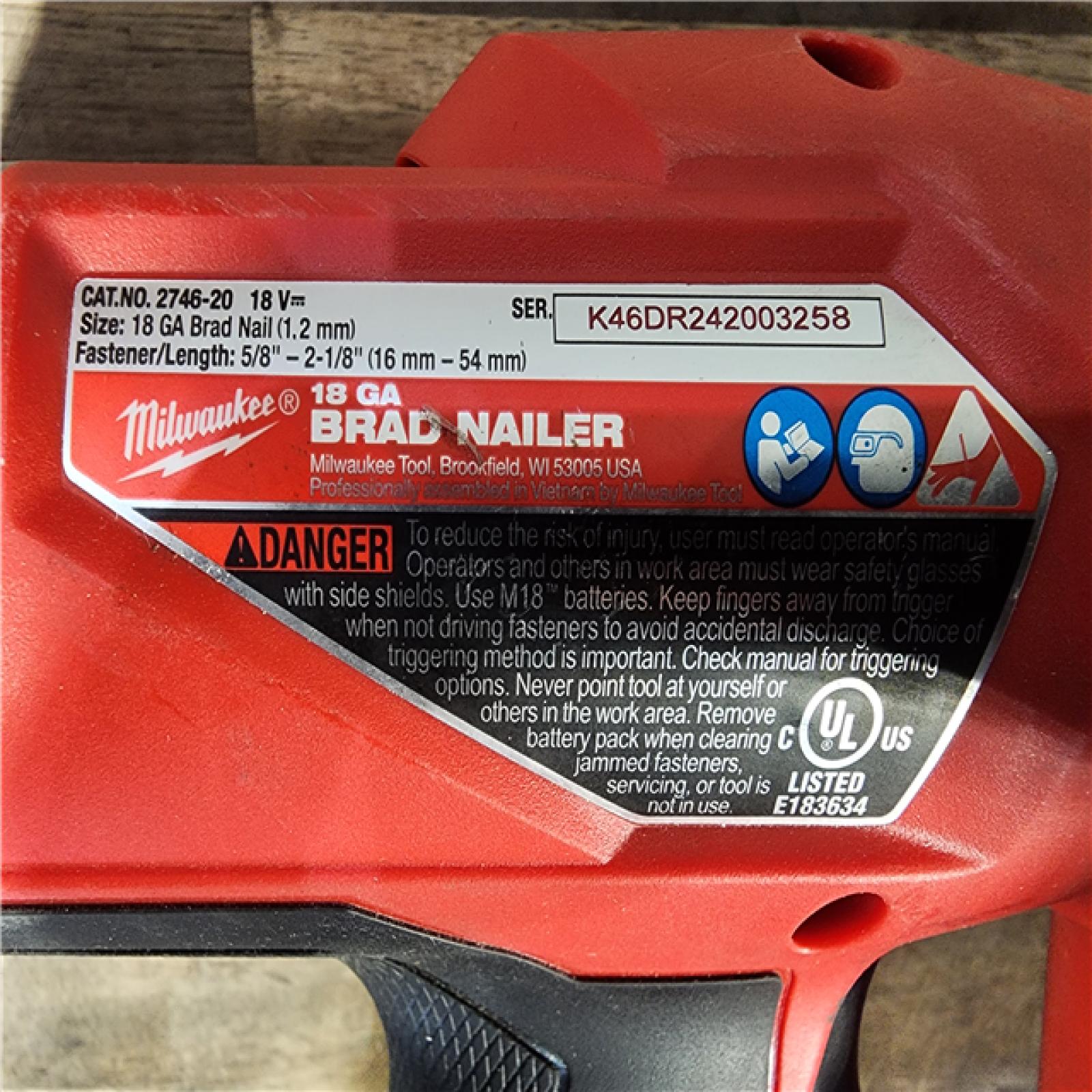 HOUSTON LOCATION - AS-IS Milwaukee M18 Fuel 18V Brushless 18-Gauge Brad Nailer 2746-20 (Bare Tool)