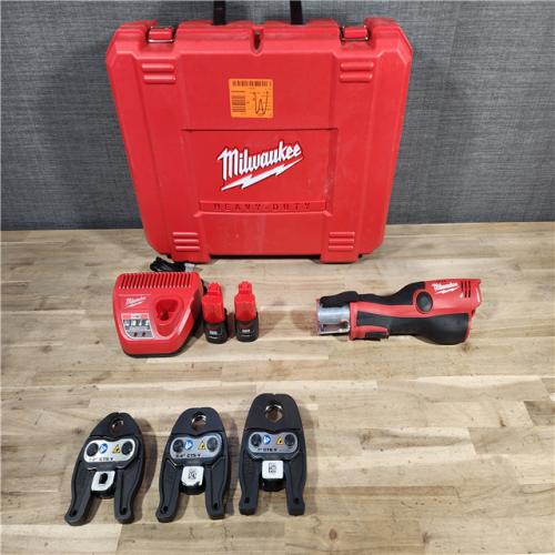 HOUSTON LOCATION - AS-IS MILWAUKEE 12-Volt Lithium-Ion Force Logic Cordless Press Tool Kit (3 Jaws Included) with Two 1.5 Ah Battery and Hard Case