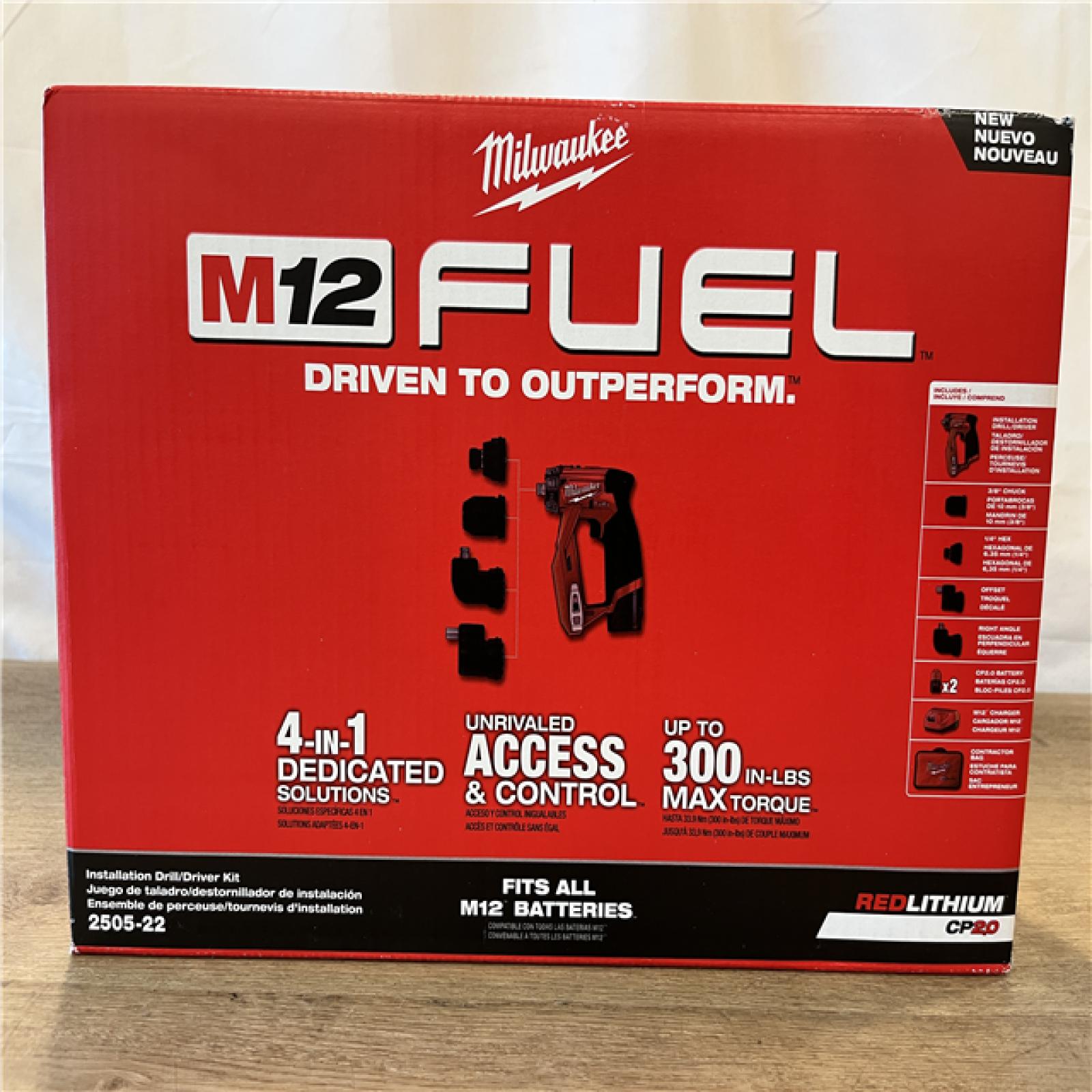 NEW! Milwaukee  FUEL 12V Lithium-Ion Brushless Cordless 4-in-1 Installation 3/8 in. Drill Driver Kit