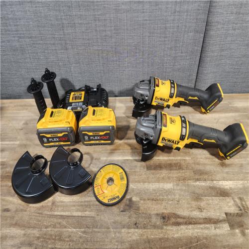 HOUSTON LOCATION - AS-IS (2) DeWalt Flexvolt 60V Max Cordless Grinder  4.5 in; 6 in  Kit  W/ (2) 9.0AH BATTERY & CHARGER