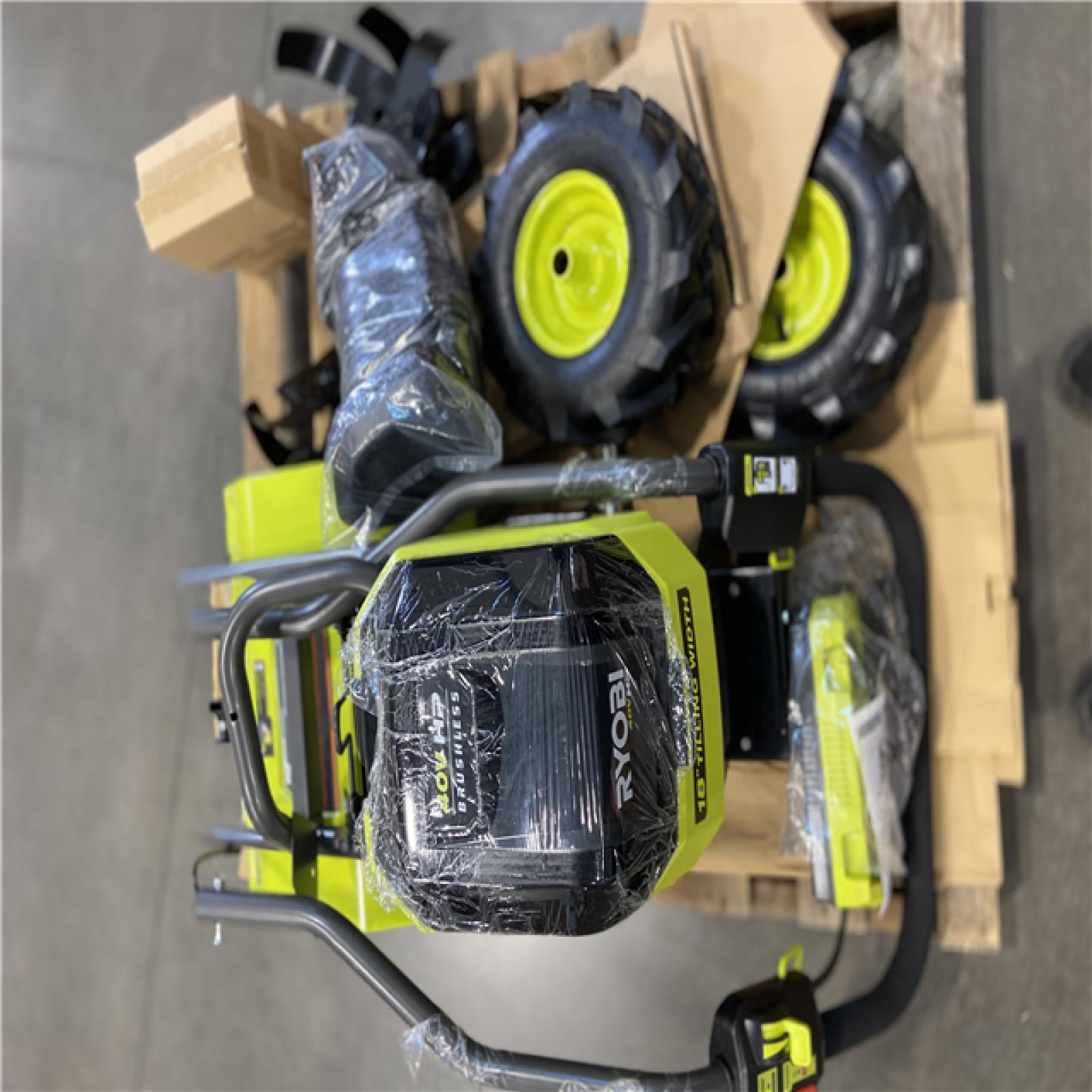 DALLAS LOCATION - RYOBI 40V HP Brushless 18 in. Battery Powered Rear Tine Tiller with (4) 6.0 Ah Batteries and Charger