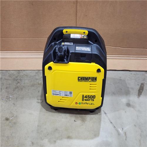 HOUSTON LOCATION - AS-IS CHAMPION 4500/3500-Watt Electric Start Gasoline/Propane Powered Dual Fuel Inverter Generator with Quiet Technology and CO Shield