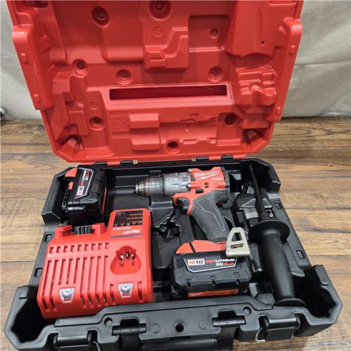 AS-IS Milwaukee 2904-22 Hammer Drill Driver Kit with Batteries  Charger & Tool Case  Red
