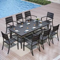 Phoenix LIKE NEW PHI VILLA 9-Piece Metal Outdoor Patio Dining Set with Stackable Chairs
