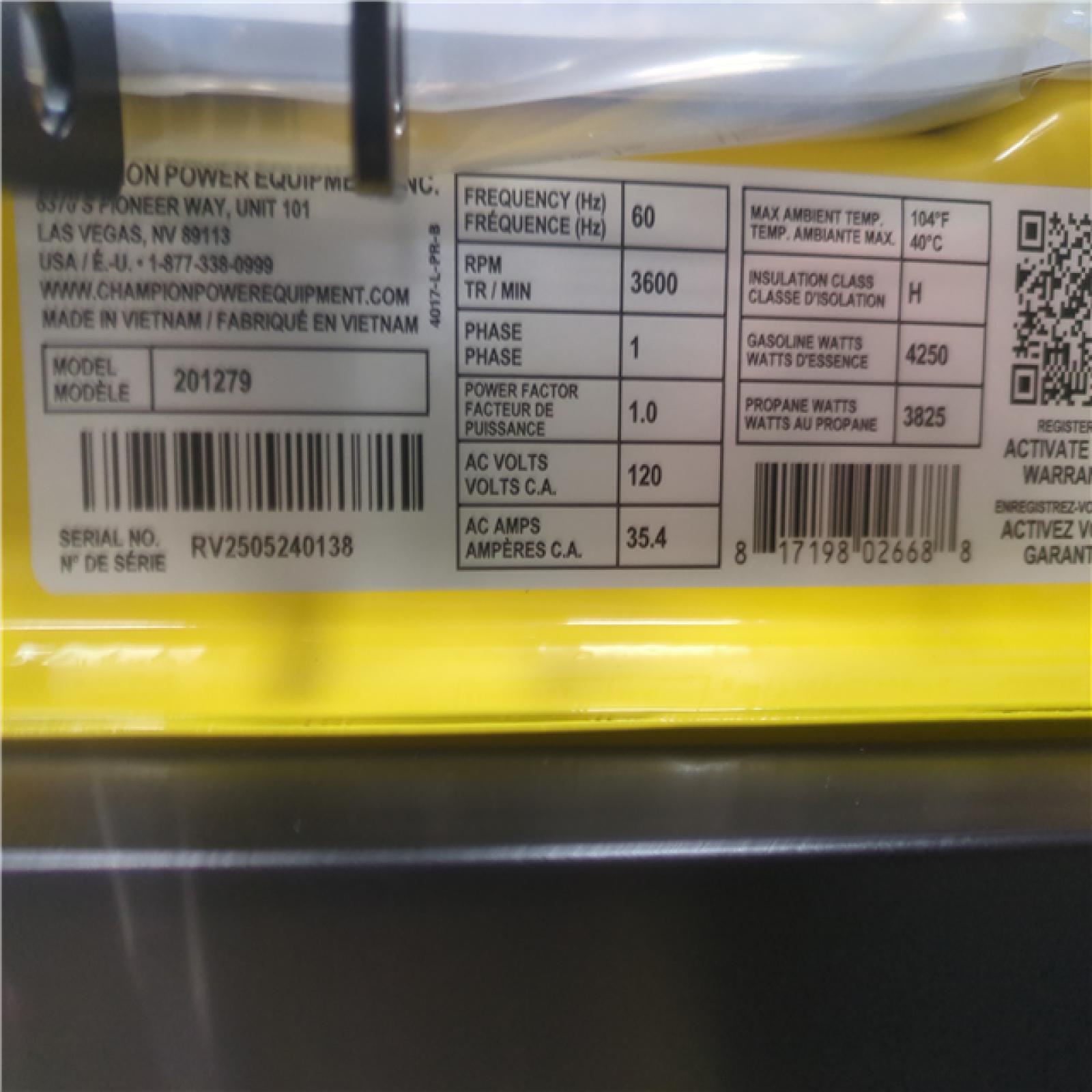 CALIFORNIA AS-IS CHAMPION PORTABLE POWER GENERATOR
