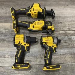AS-IS DEWALT ATOMIC 20-Volt Lithium-Ion Cordless Brushless (4-Tool) Combo Kit