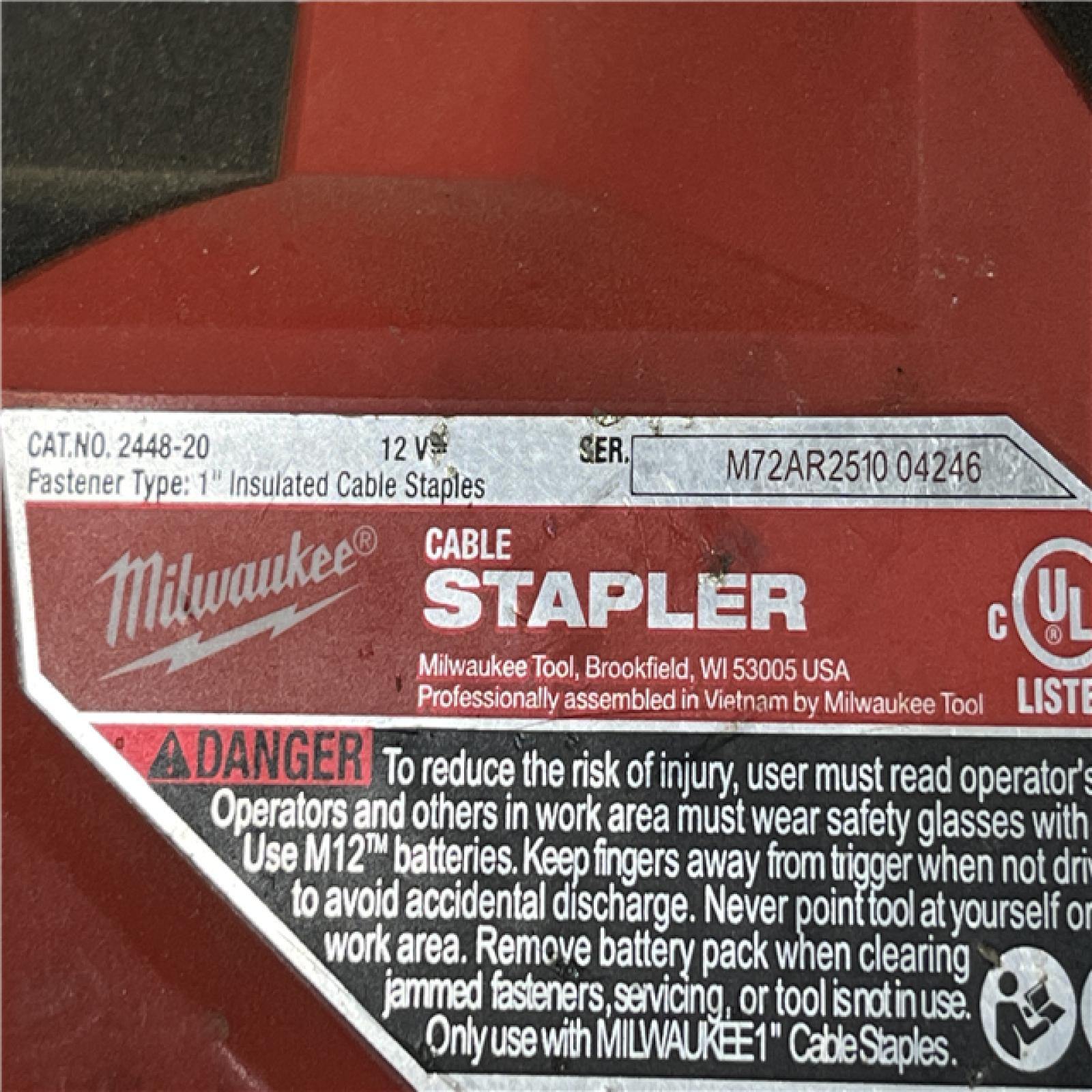 AS-IS Milwaukee 12-Volt Lithium-Ion Cordless Cable Stapler (Tool-Only)