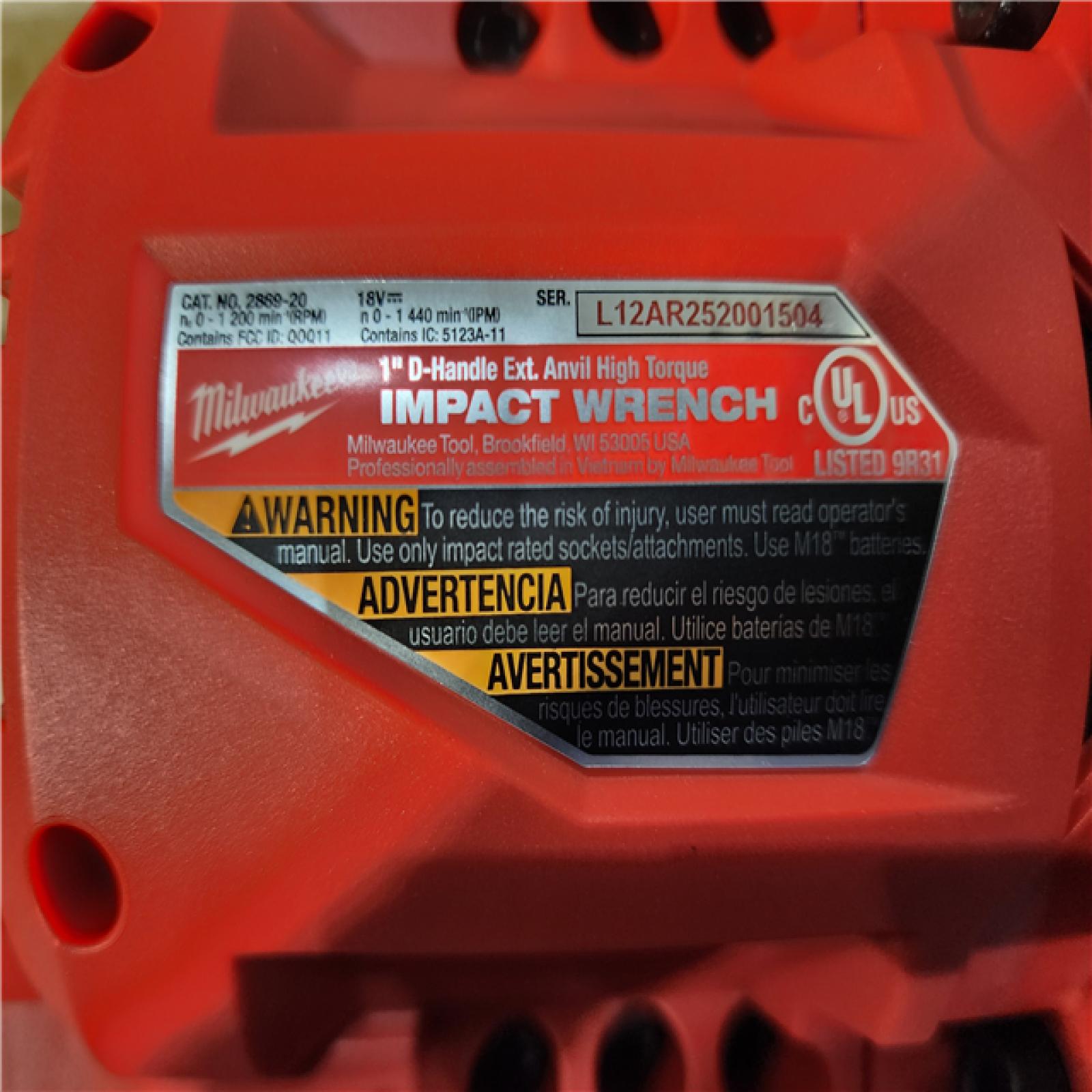 HOUSTON LOCATION - AS-IS (APPEARS LIKE NEW) M18 FUEL 18V Lithium-Ion Brushless Cordless 1 in. Impact Wrench Extended Reach D-Handle Kit W/Two 12.0 Ah Batteries