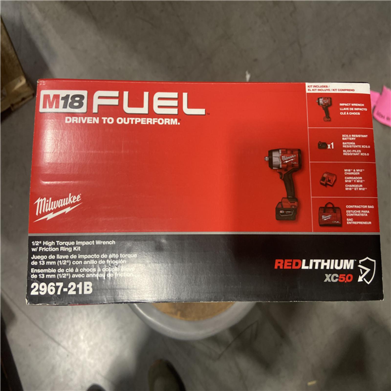 NEW! - Milwaukee M18 FUEL 18V Lithium-Ion Brushless Cordless 1/2 in. Impact Wrench w/Friction Ring Kit