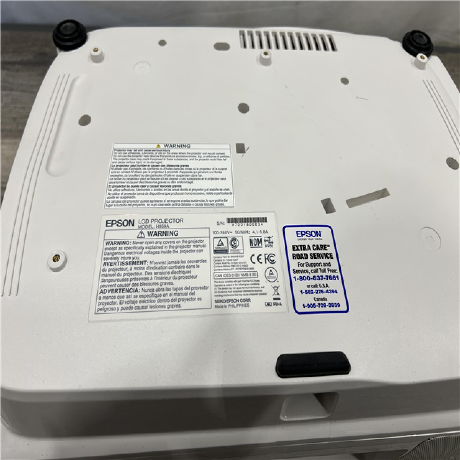 AS-IS Epson Home Cinema 3800 4K PRO-UHD 3-Chip Projector with HDR