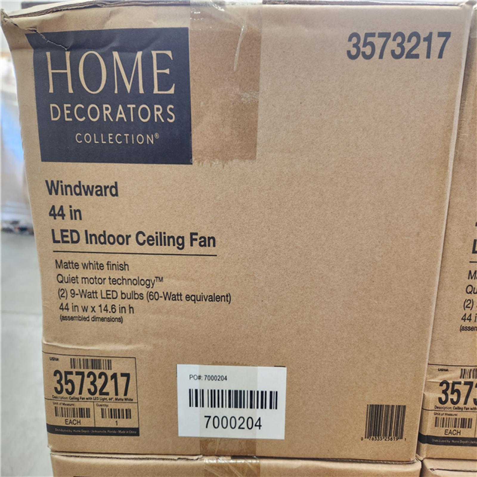 Phoenix NEW Home Decorators Collection Windward 44 in. LED Indoor Matte White Ceiling Fan with Light Kit Pallet 24 Count (SEALED)