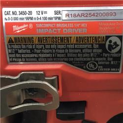 AS-IS Milwaukee 12-Volt Lithium-Ion Compact Brushless Cordless 1/4 in. Impact Driver Kit