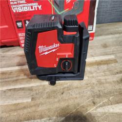 HOUSTON LOCATION - AS-IS MILWAUKEE 100 Ft. REDLITHIUM Lithium-Ion USB Green Rechargeable Cross Line Laser Level with Charger