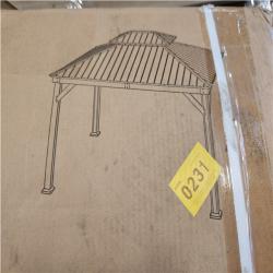 Phoenix AS-IS Sizzim 10 ft. x 12 ft. Outdoor Cedar Wood Frame Double Galvanized Steel Roof Gazebo with Ceiling Hook
