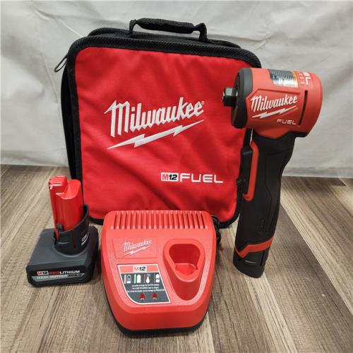 AS-IS- M12 FUEL 12V Lithium-Ion Brushless Cordless 1/4 in. Right Angle Die Grinder Kit W/ 5.0 Ah & 2.5 Ah Batteries